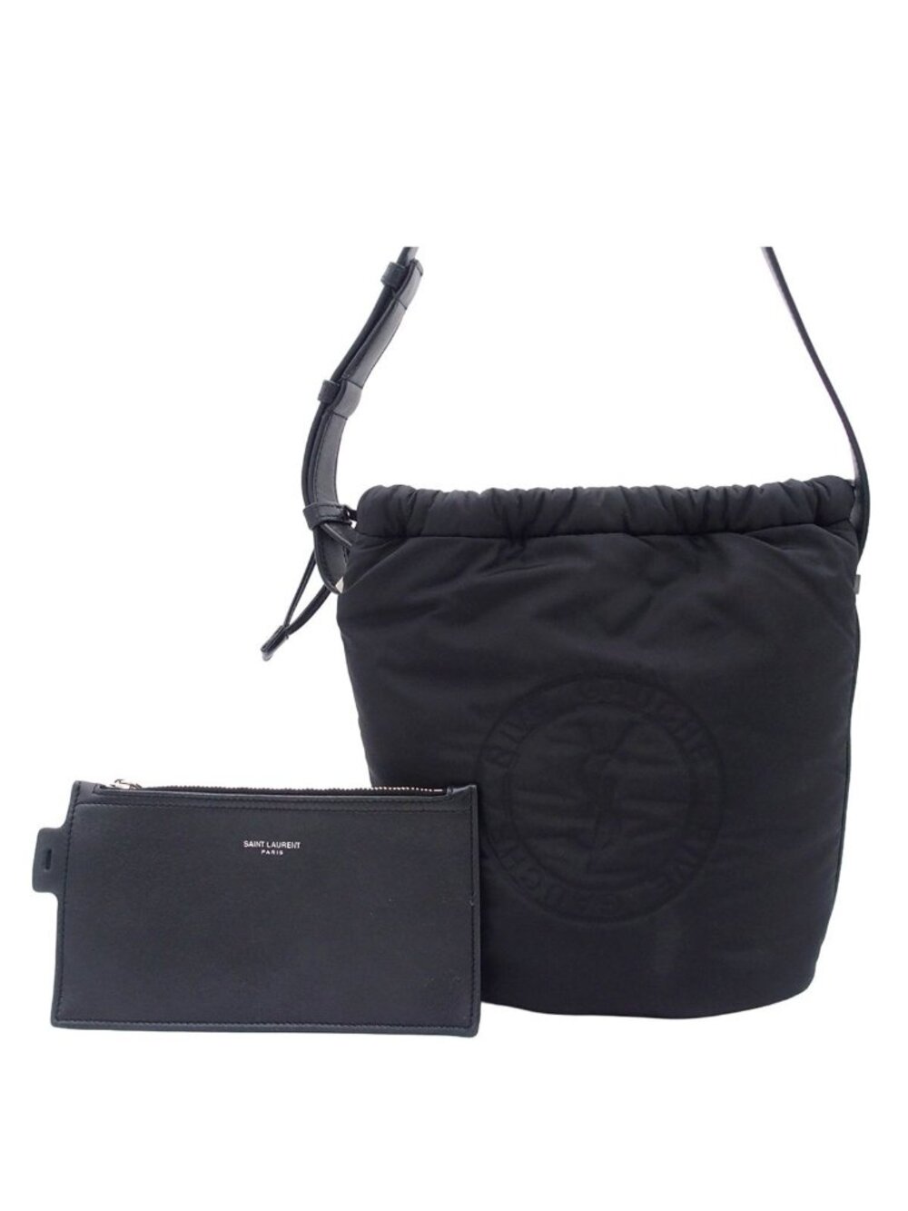Saint Laurent Rive Gauche Bucket Bag Black Nylon
